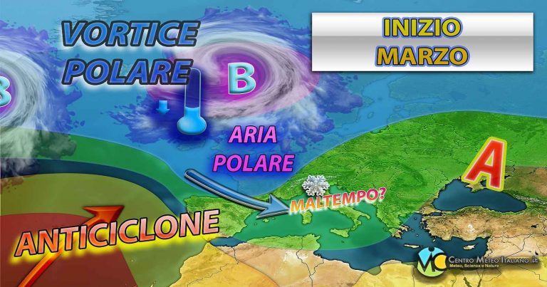 Meteo – Possibile peggioramento tra fine febbraio ed inizio marzo con aria polare e neve su Alpi e Appennini