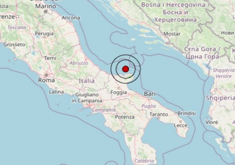 Terremoto oggi in Puglia, sabato 22 febbraio 2025: scossa al largo della Costa Garganica. I dati ufficiali Ingv