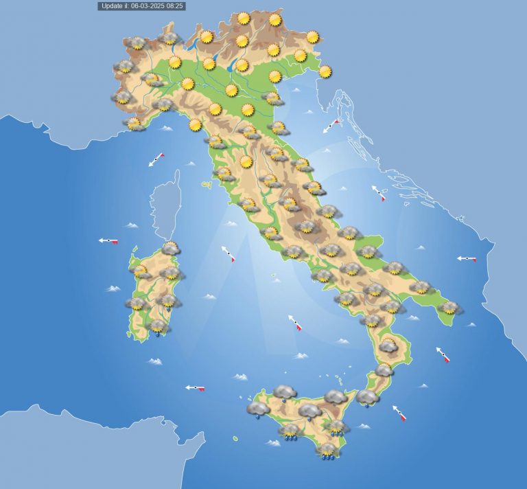 Meteo domani 7 marzo: peggiora su alcune regioni con piogge e temporali localmente intensi, ecco dove