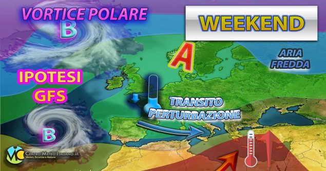meteo weekend - perturbazione in movimento tra Europa e Mediterraneo