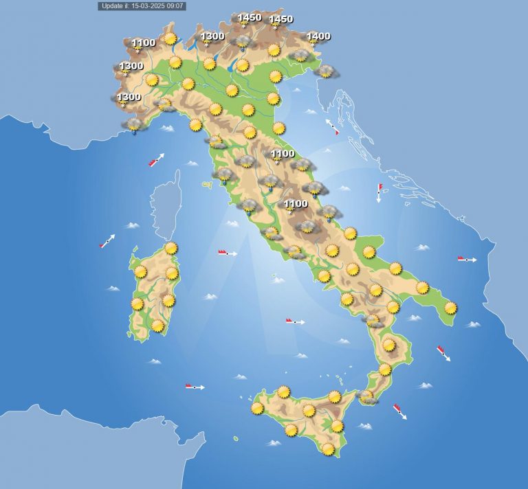 Meteo domani 16 marzo – Ancora instabilità e maltempo al centro-nord con neve su Alpi e Appennino