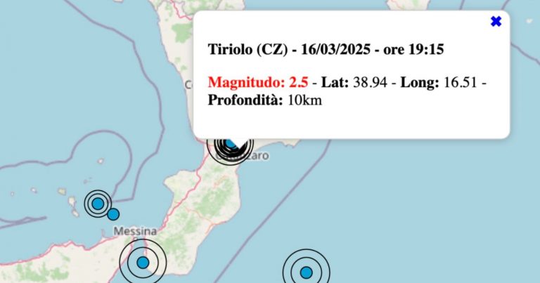 Terremoto in Calabria oggi, domenica 16 marzo 2025: scossa M 2.5 in provincia di Catanzaro Terremoto in Calabria oggi, domenica 16 marzo 2025: scossa M 2.5 in provincia di Catanzaro