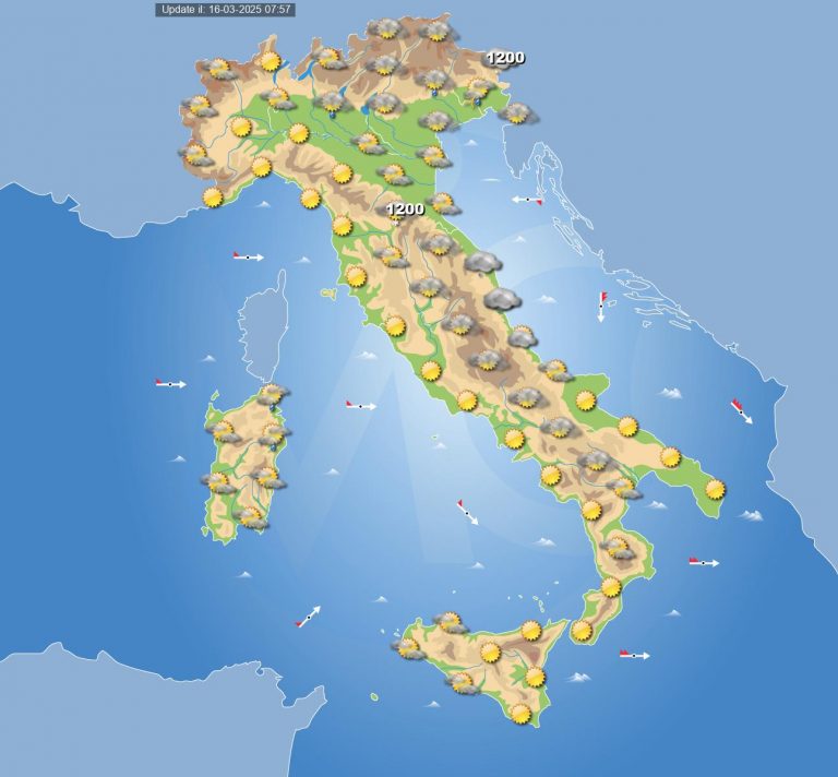 Meteo domani 17 marzo: tempo più stabile in Italia, ma non mancheranno locali fenomeni con neve fino a quote medio-basse