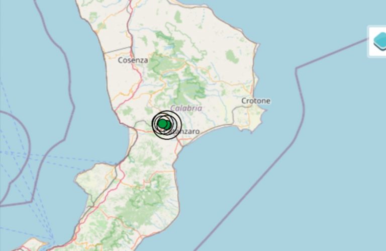 Terremoto oggi in Calabria, scossa M 2.6 in provincia di Catanzaro, 22 marzo: dati Ingv