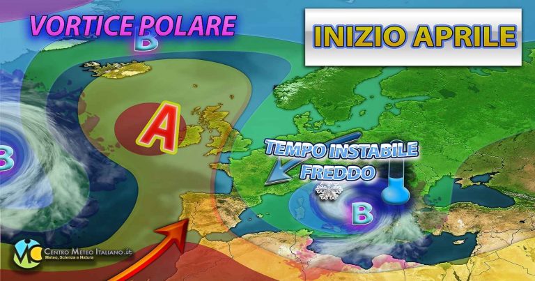 Meteo – Aprile che potrebbe iniziare instabile e dal clima quasi invernale per la possibile discesa di aria artica