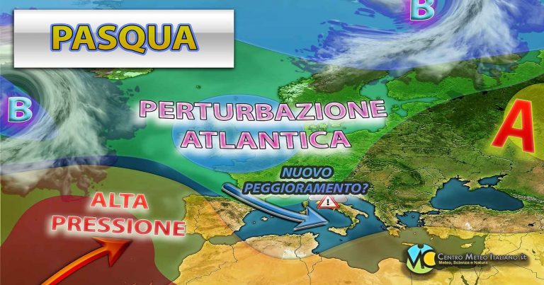 Meteo – Weekend di Pasqua compromesso da un nuovo peggioramento, con piogge e possibili temporali