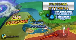 Meteo - Serie di perturbazioni in arrivo ad inizio settimana prossima, con frequente maltempo: i dettagli
