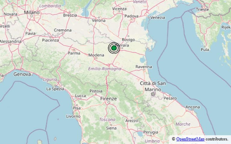 Terremoto oggi in Emilia-Romagna, lunedì 19 maggio 2025: scossa M 2.5 in provincia di Ferrara. I dati ufficiali Ingv