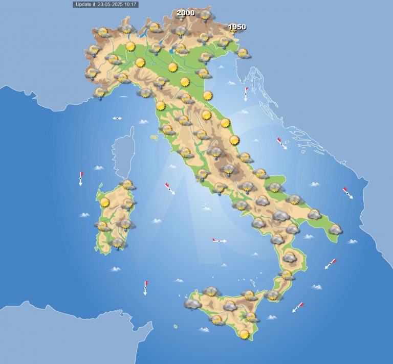 Meteo domani 24 maggio: residua instabilità atmosferica, verso un graduale miglioramento del tempo Meteo domani 24 maggio: residua instabilità atmosferica, verso un graduale miglioramento del tempo