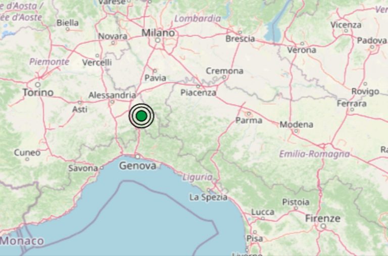 Terremoto oggi in Piemonte, mercoledì 2 luglio, scossa di m 2.4 in provincia di Alessandria: Dati INGV