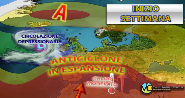 Meteo Italia - torna ad espandersi l'anticiclone con caldo moderato