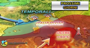 Meteo - La settimana degli estremi porterà nubifragi da una parte e temperature roventi dall'altra, i dettagli