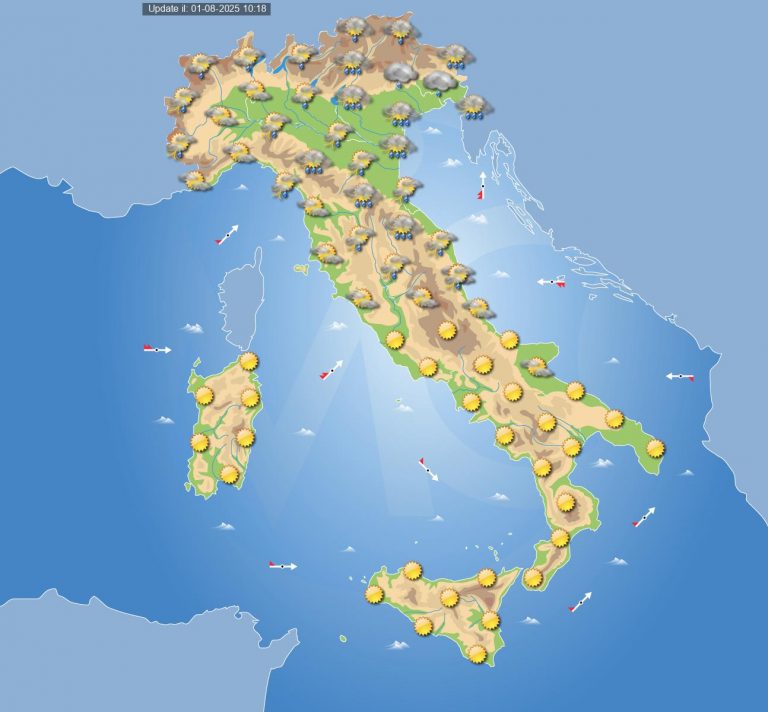 Meteo domani 2 agosto: weekend che inizia con passaggio di piogge e temporali su alcune regioni, ecco dove Meteo domani 2 agosto: weekend che inizia con passaggio di piogge e temporali su alcune regioni, ecco dove