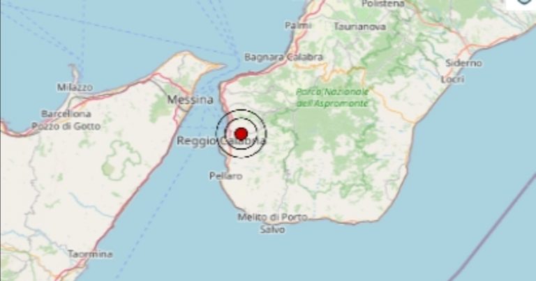 Scossa di terremoto avvertita nello Stretto di Messina, epicentro vicino Reggio Calabria