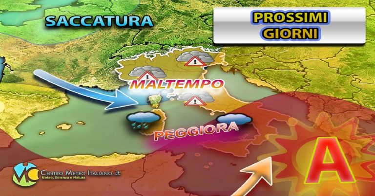 Meteo – Peggioramento in arrivo in Italia con piogge, temporali e possibili nubifragi, con crollo termico: i dettagli Meteo – Peggioramento in arrivo in Italia con piogge, temporali e possibili nubifragi, con crollo termico: i dettagli