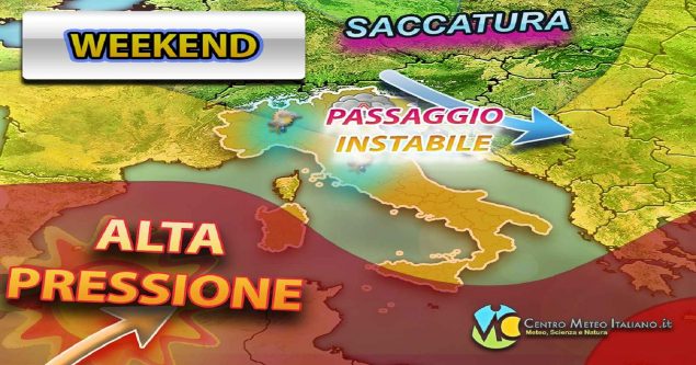 Meteo - Cavo perturbato in transito nel Weekend, peggiora con possibili nubifragi, ma non ovunque: i dettagli