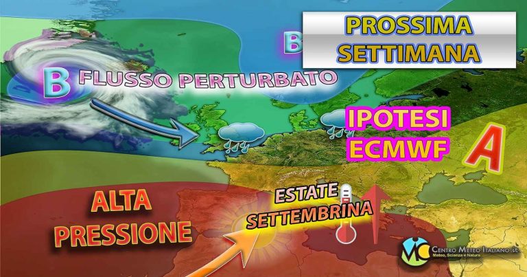 Meteo – Prima parte di settimana con possibile piogge e temporali su alcuni settori, estate settembrina a seguire