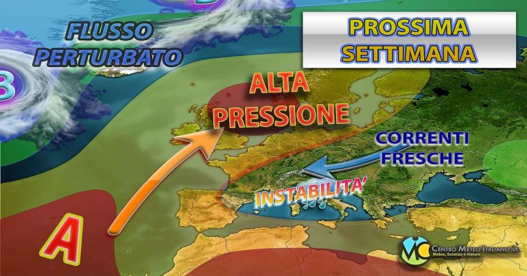 Meteo – Prossima settimana, tra settembre e ottobre, con possibili correnti fresche da est e tempo ancora instabile