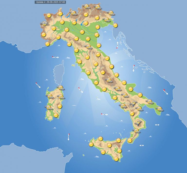 Meteo domani 29 settembre: tempo stabile in Italia con sole prevalente, ma ancora dei temporali su questi settori