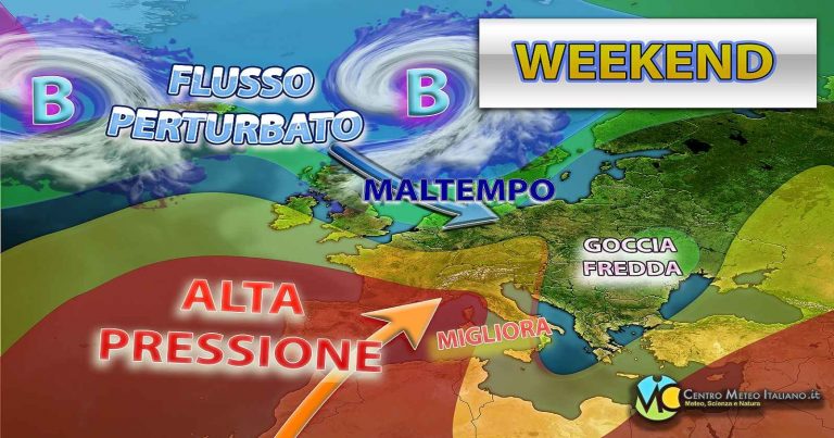 Meteo – Ripresa temporanea dell’Anticiclone nella prima parte del Weekend, con nuovo maltempo a seguire: i dettagli