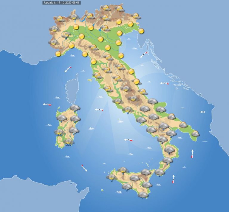 Meteo domani 15 ottobre: maltempo in arrivo al Sud Italia con piogge e temporali anche intensi Meteo domani 15 ottobre: maltempo in arrivo al Sud Italia con piogge e temporali anche intensi