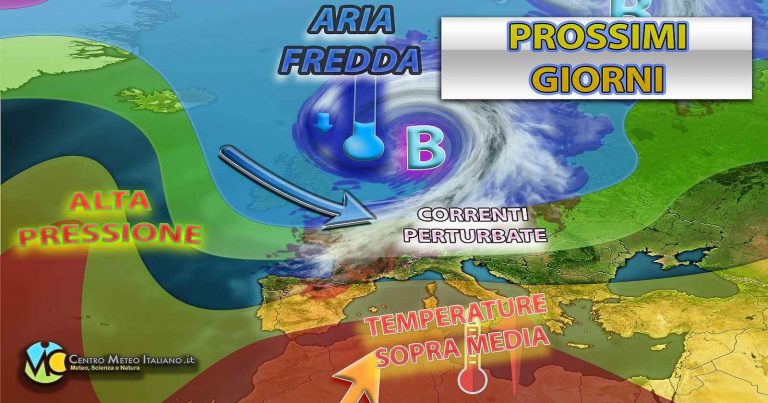Meteo – Prossimi giorni con Italia divisa a metà, nuovi temporali al Nord, più stabile e rialzo termico al Sud