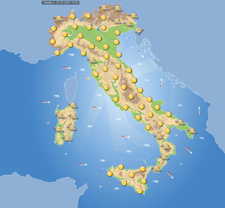 Meteo domani 24 ottobre: tempo in rapido miglioramento in Italia con solo residui fenomeni Meteo domani 24 ottobre: tempo in rapido miglioramento in Italia con solo residui fenomeni