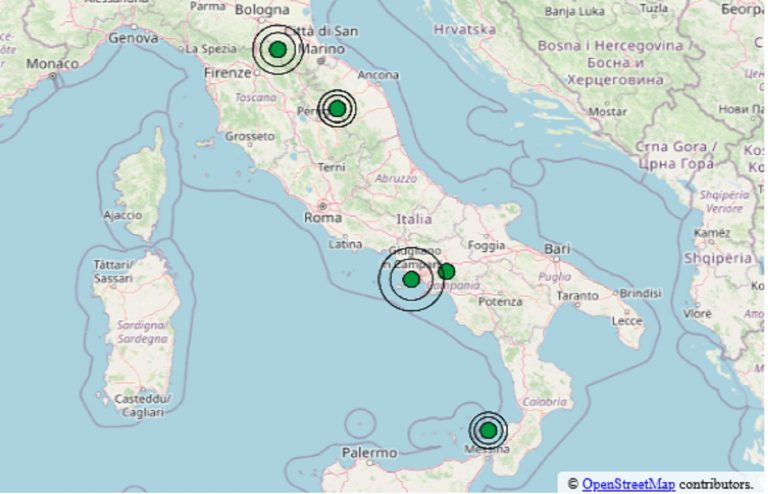 Terremoto oggi 26 ottobre 2025, scosse registrate in Campania, Toscana e Umbria – Dati Ingv