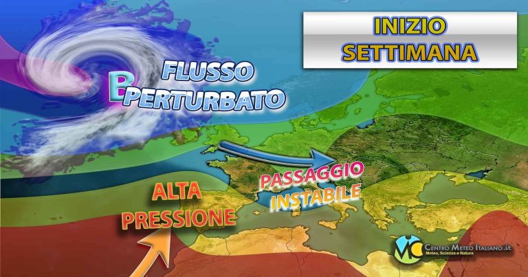 Meteo – Perturbazione atlantica tra fine weekend ed inizio settimana, piogge e temporali prima al Nord e poi al Centro-Sud