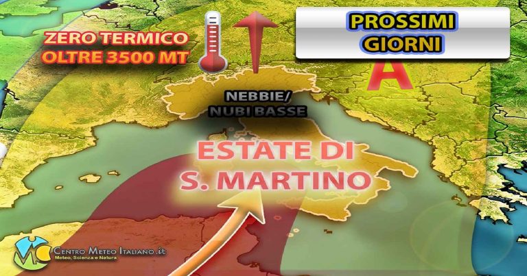 Meteo – Estate di San Martino tiene in ostaggio l’Italia anche nei prossimi giorni, con possibili foschie e nebbie