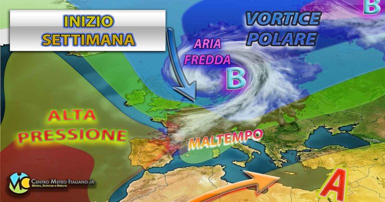 Meteo – Nuova intensa perturbazione sull’Italia ad avvio di settimana, i dettagli