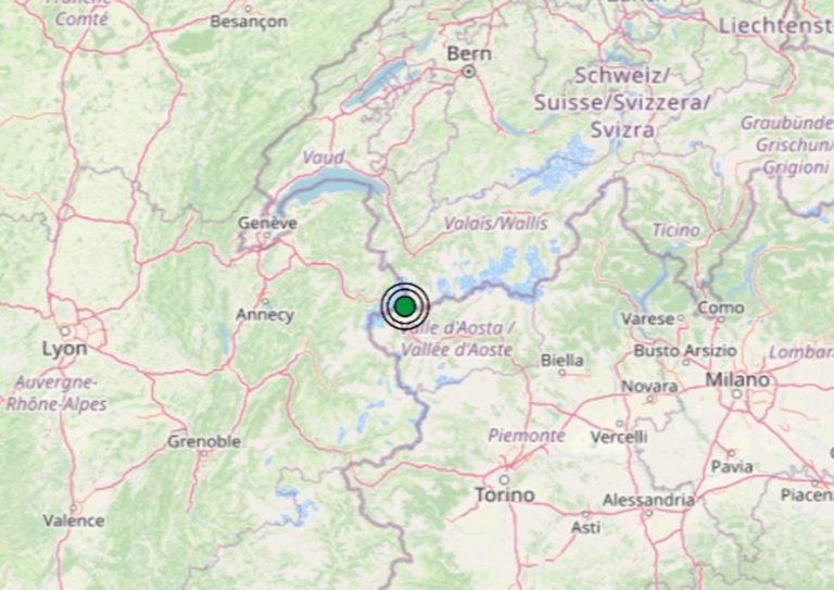 Terremoto oggi in Valle d’Aosta, 15 novembre, scossa M 2.4 in provincia di Aosta – Dati Ingv