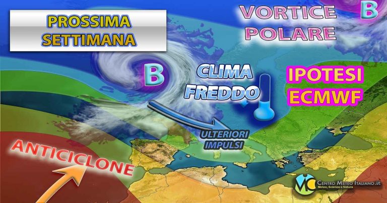 Meteo – Prossima settimana si prospetta movimentata sull’Italia, con possibile arrivo di altra aria fredda e nuove fasi di maltempo