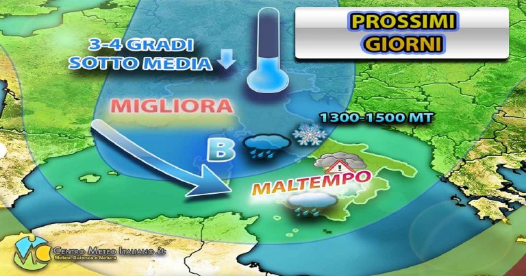 Meteo – Circolazione fredda porta piogge e temporali per gran parte della settimana, incertezza per il weekend