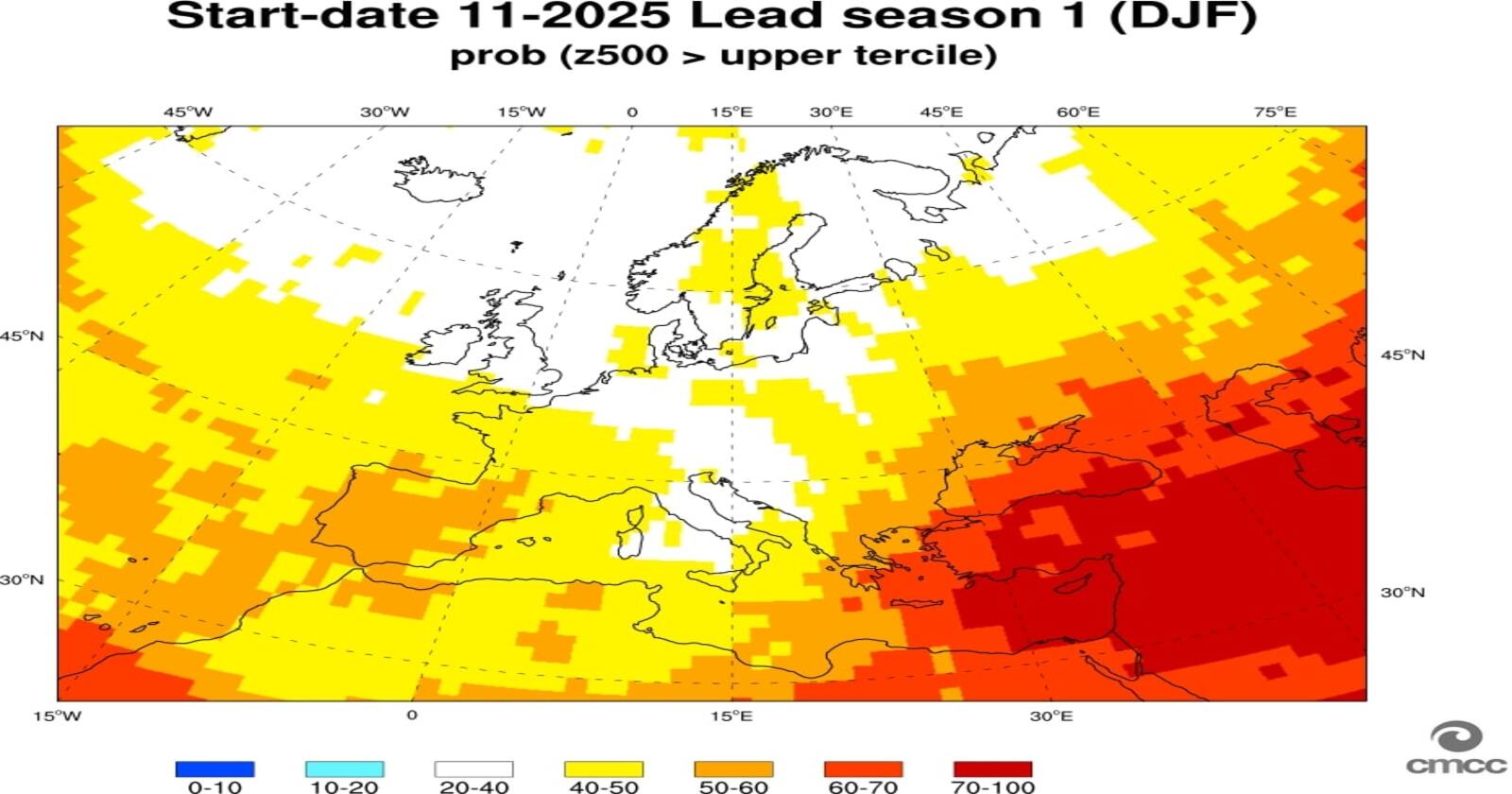 Probabilità anomalie altezza geopotenziale per l'inverno 2024-2025- sps.cmcc.it