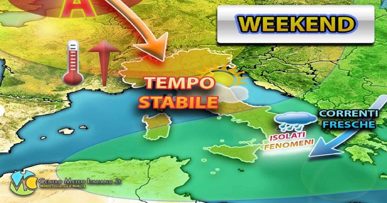 Meteo – Miglioramento in arrivo nel Weekend, con maltempo residuo e ritorno della stabilità e relativo bel tempo