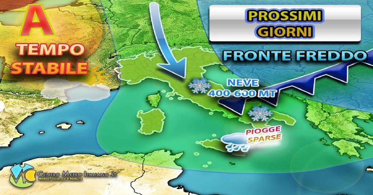 Meteo – Fronte freddo sfiora l’Italia negli ultimi giorni dell’anno con possibili nevicate fino a bassa quota