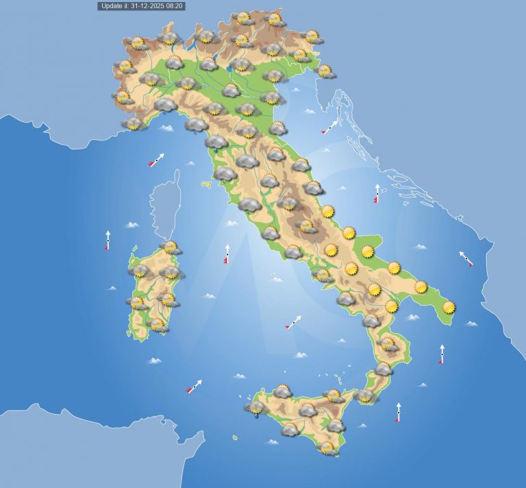 Meteo domani 1 gennaio: Capodanno con correnti umide verso l’Italia, nuvolosità in aumento e qualche pioggia