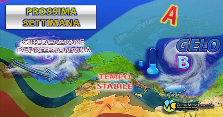 Meteo – Prossima settimana che potrebbe risultare più stabile e clima più mite grazie alla rimonta dell’anticiclone