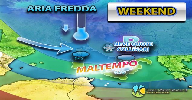 Meteo - Weekend compromesso dal ritorno del maltempo invernale in Italia, con neve fino in collina: i dettagli