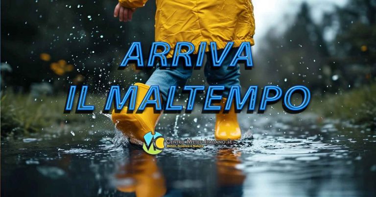 Meteo Italia – Maltempo in accentuazione su parte del Paese con piogge abbondanti sui settori ionici