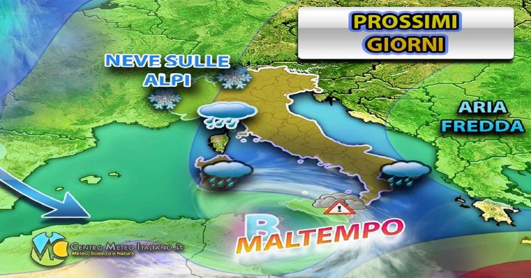 Meteo – Maltempo in espansione nel Weekend, con piogge anche intense e neve in montagna: i dettagli