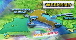 Meteo - Il maltempo tiene sotto scacco l'Italia nel Weekend, con neve a quote medie: i dettagli
