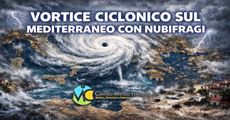 Meteo – Vortice depressionario in azione, possibili nubifragi, venti di burrasca e mareggiate su queste regioni