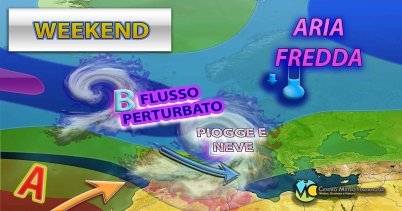 Meteo - Doppio impulso polare nel Weekend, con maltempo invernale e neve fino praticamente in pianura