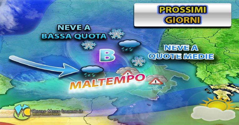 Meteo – Nuovo squillo dell’Inverno a metà settimana con impulso polare e neve anche a quote medie: i dettagli