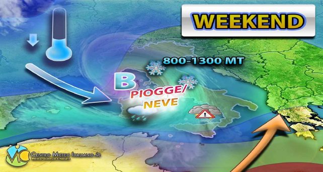 Meteo - Ennesimo passaggio di maltempo nel Weekend, con nevicate in arrivo in montagna: i dettagli