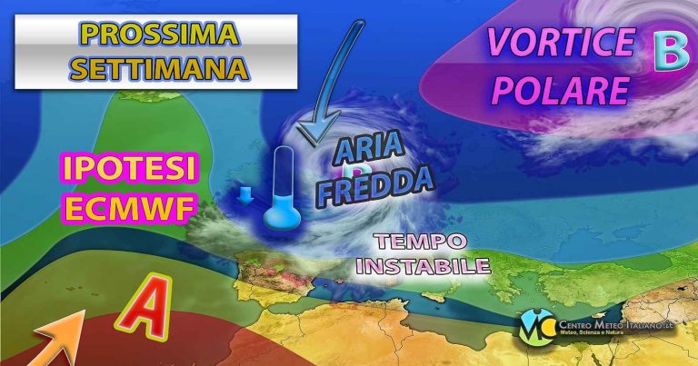 Meteo – Circolazione depressionaria stazionaria sul Mediterraneo ad inizio settimana prossima, con pioggia e neve