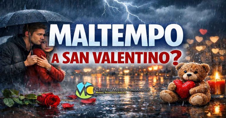 Meteo – Weekend di San Valentino all’insegna del maltempo in Italia con piogge, temporali e neve su Alpi e Appennini