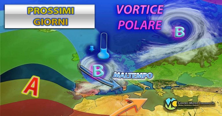 Meteo – L’Inverno batte un colpo con un vortice depressionario sul Mediterraneo e altra neve in arrivo in montagna